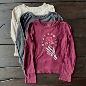 Gap Kids Girls Lot of 3 Long Sleeve Graphic Tees L 10 Organic Cotton Goth Fairy